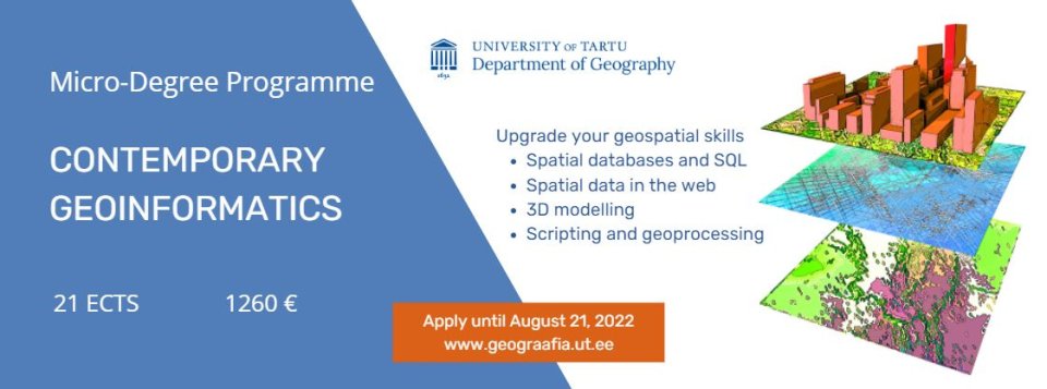 Contemporary geoinformatics programme banner.